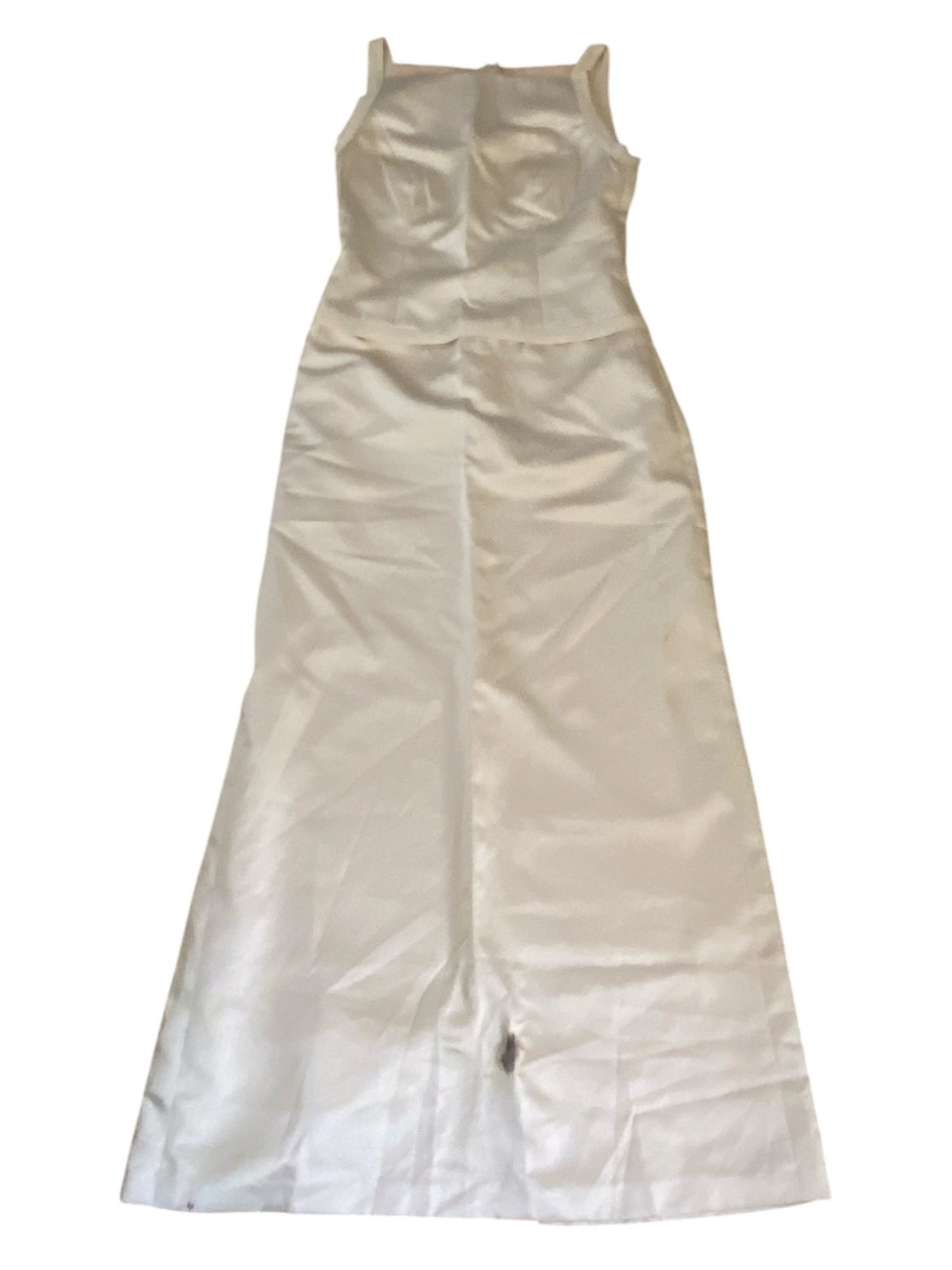 AFTER DIX Minimalist Vintage Inspired Column Pearl Color Wedding Gown Size 10
